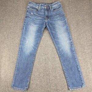 American Eagle Men's Blue Slim-Fit Straight-Leg Stretch Jeans